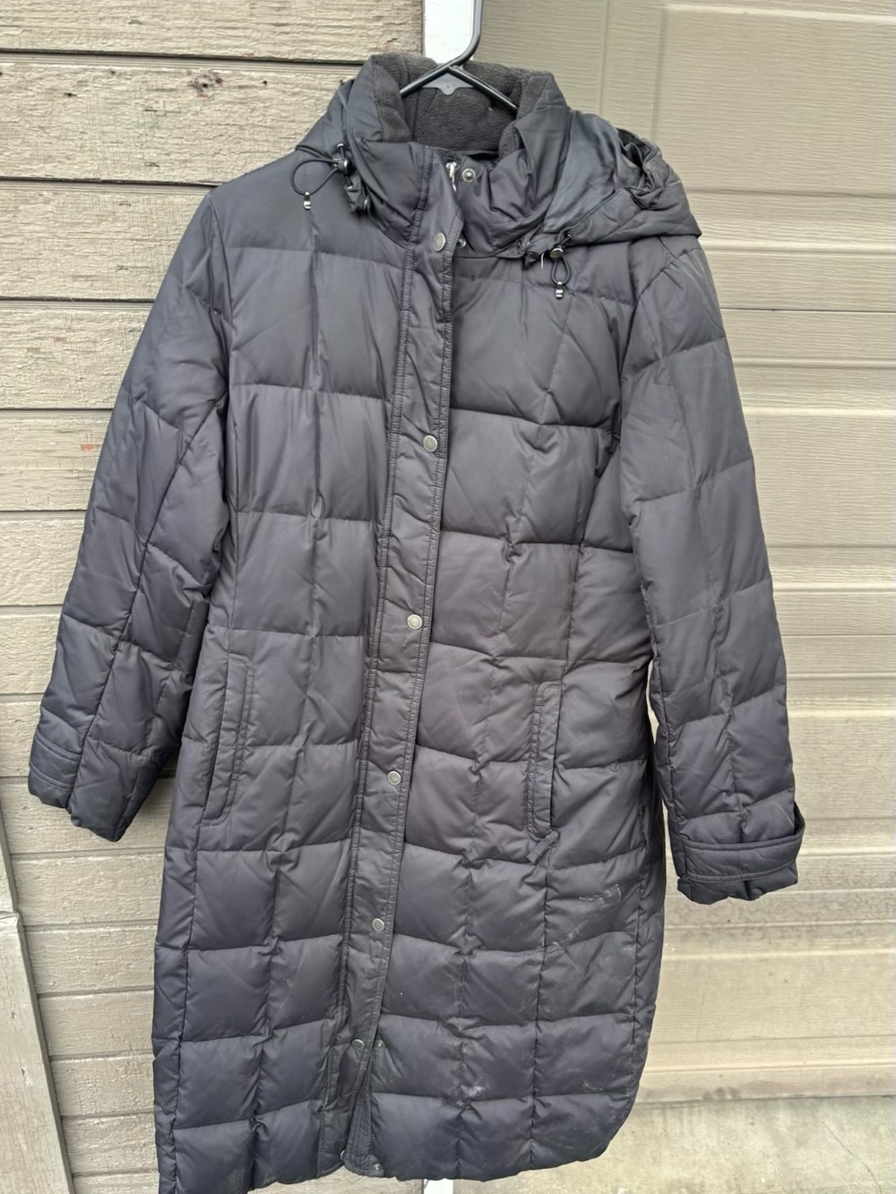Lands' End Women's Long Hooded Puffer Coat - Charcoal Gray
